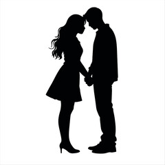 A couple are close each other vector silhouette