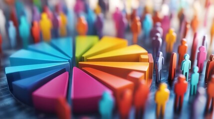 Colorful Pie Chart Surrounded by Miniature People