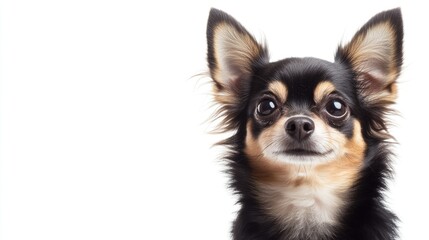 Cheerful chihuahua dog against a blank background featuring ample space for text A delightful and amusing canine theme