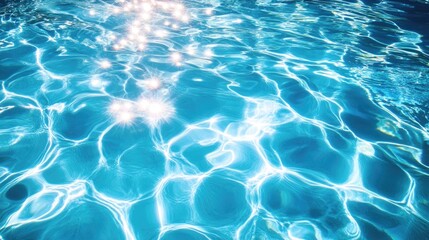 Obraz premium Surface of a blue swimming pool showcasing the water s characteristics with ripples and reflections from sunlight