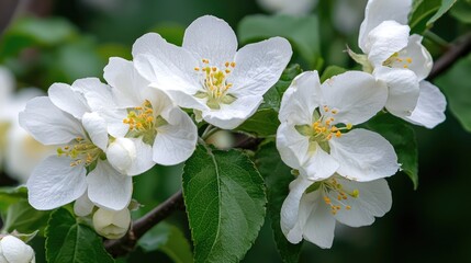 Fototapeta premium Large White Flowers Of A Garden Apple