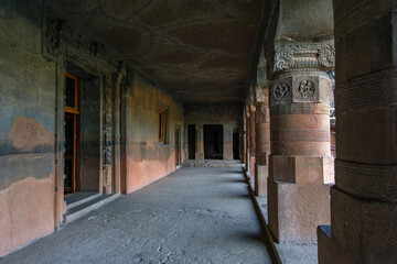 Esquisite Architecture at Ajanta caves near Aurangabad India. These are 30 rock-cut Buddhist cave...