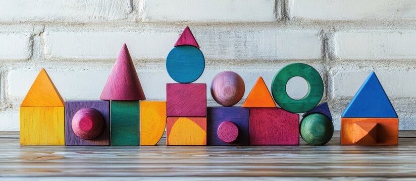 The Game Of The German Teacher Friedrich Frobel For The Development Of Children Frobel Gifts Wooden Geometric Multi Colored Figures Of Circles For Teaching Young Children