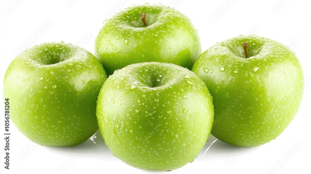 Aufkleber fresh green apples isolated on a white background with a clipping path