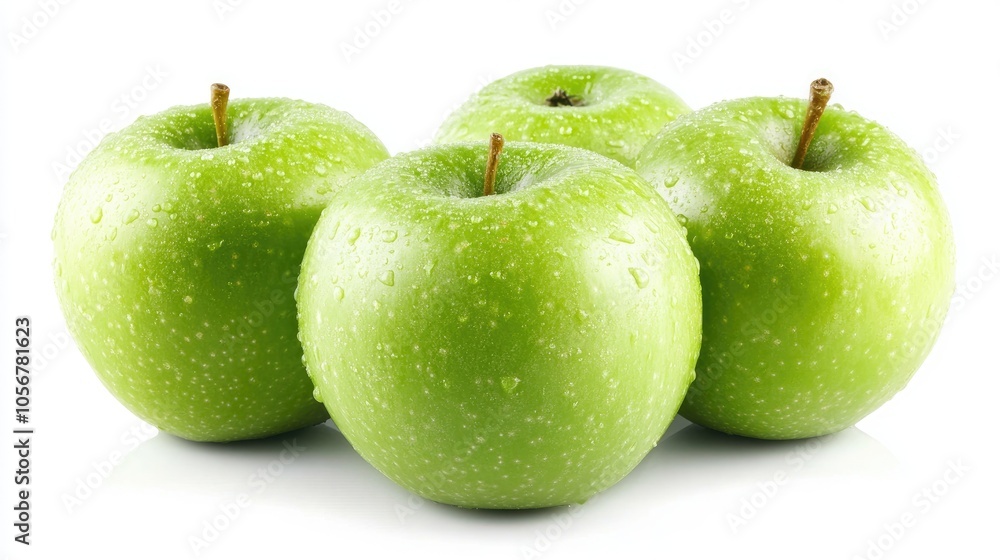 Aufkleber fresh green apples isolated on a white background with a clipping path
