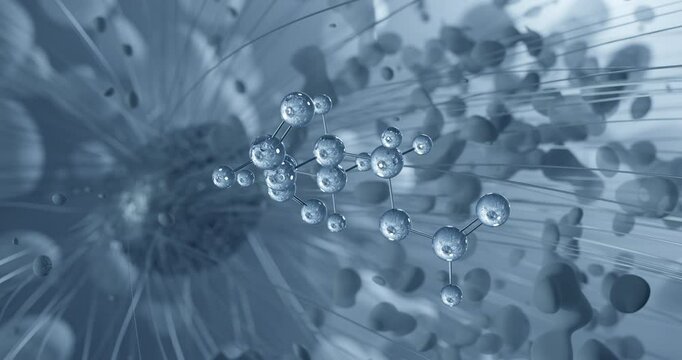 Triglyceride rotating molecular 3d structure ball-and-stick model, looped video triformin