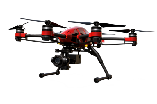 A drone with a camera on transparent background