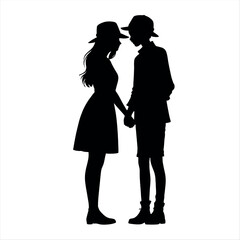 A couple are close each other vector silhouette