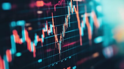 Close-up of a vibrant stock market chart displaying fluctuating trends.