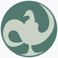 Round icon of a beautiful teapot. Logo vector illustration.