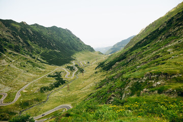 View of cars on Transfagarasan road in Fagaras Mountain.	
Transfagarasan famous curvy road in Romania. 