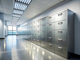 Minimalist Metal Filing Cabinets Organized for Efficient Document Storage in a Modern Office Space
