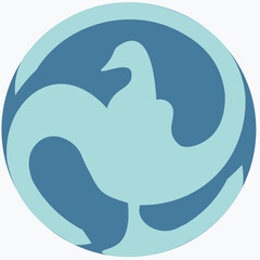 Round icon of bird of happiness. Logo vector illustration.