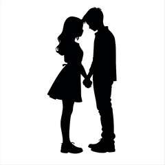 A couple are close each other vector silhouette