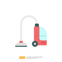 A simple, colorful illustration of a vacuum cleaner, showcasing its design and function for cleaning purposes.