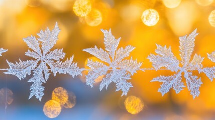 Enchanted Winter Wonderland: Frost-Kissed Leaves in Golden Light