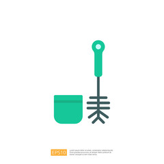 Toilet Brush Cleaner Flat Vector Icon