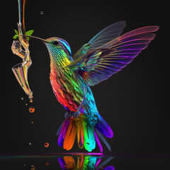 Obraz premium A multicolor hummingbird spectral that creates a stunning Forest Animals Artwork as a gift