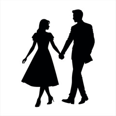 A couple are close each other vector silhouette