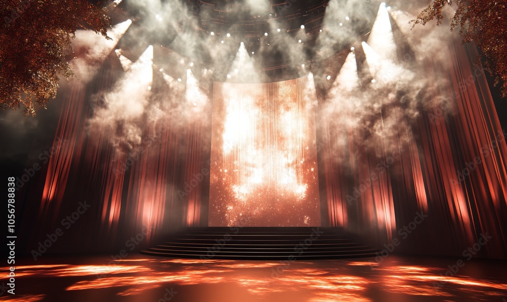 Poster a stunning stage with dynamic lighting effects, perfect for performances and events that need a touc