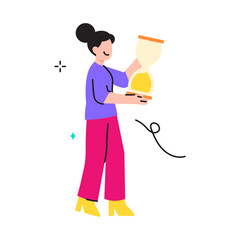 Outline Detailed Character Woman Holding 