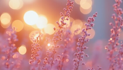 Peaceful Pastel Sunset Landscape Soft Light, Meadow, Warm Colors, Tranquil Nature, Serene Vibe, Dreamy, Calm, Summer Meadow, Soft Focus, Bokeh, Golden Hour, Gentle Breeze, Meadow Flowers
