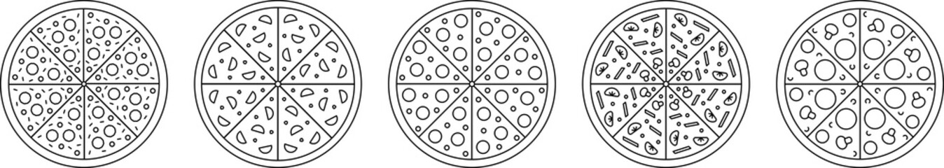 Pizza line icon. Thin sign of fast food illustration. Pizzeria cafe logo