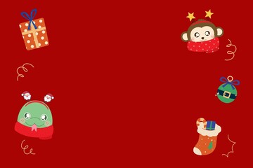 set of christmas elements and wallpaper 