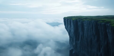 Isolated remote overhang on a steep cliff, untouched by time and nature?s elements, showcasing breathtaking views.