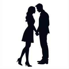 A couple are close each other vector silhouette