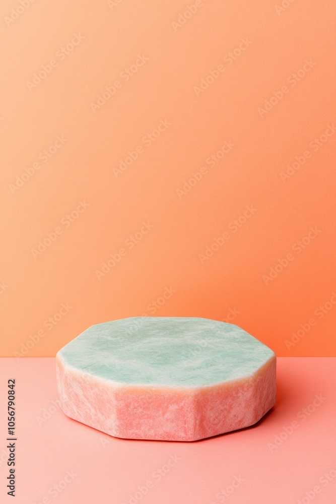 Poster Elegant octagonal object on a soft coral background a minimalist aesthetic statement
