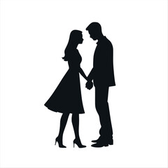 A couple are close each other vector silhouette