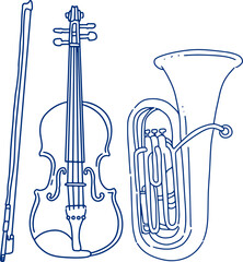 musical instrument coloring line for templates