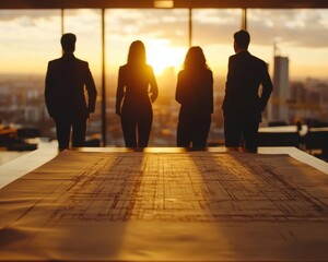 Project Management Team at a Commercial Building Site Leading the Construction of a Modern Skyscraper with Expertise and Vision