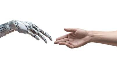Human interact AI artificial intelligence, on transparent background