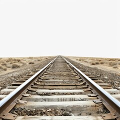 Obraz premium A transparent PNG image of railway tracks stretching into the distance, showcasing a captivating