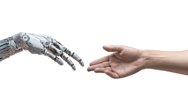 Human interact AI artificial intelligence, on transparent background 