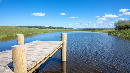 Obraz premium Serene Lake View with a Wooden Dock