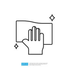 Obraz premium A minimalist illustration of a hand wiping a surface with a cloth, symbolizing cleanliness and maintenance.