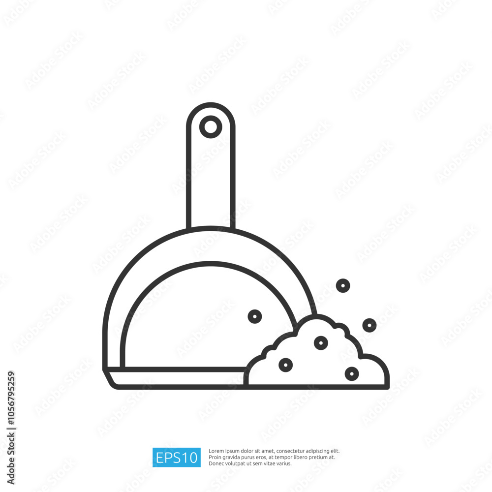 Poster a simple line drawing of a scoop with a mound of powder, illustrating a common tool used for measuri