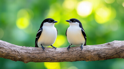 Fototapeta premium Black-capped Kingfishers Perched on a Branch