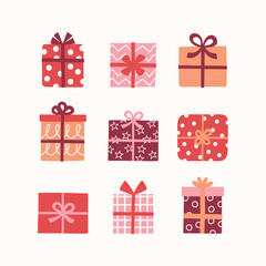 Christmas background with hand drawn presents. Vector illustration