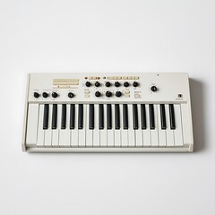 A keyboard synthesizer on a white background.