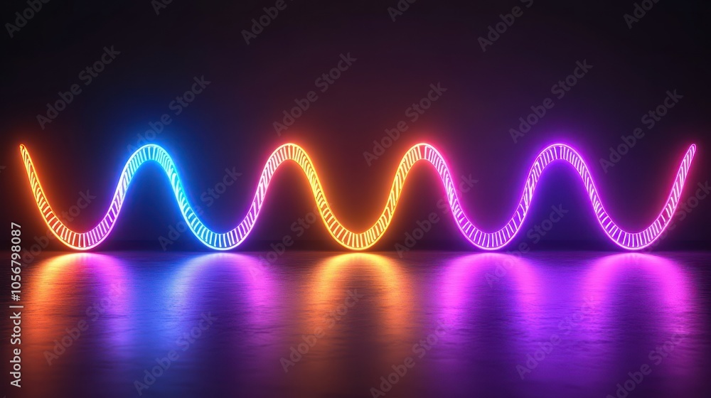 Poster Vibrant neon waves a stunning display of colorful led light patterns in a modern artistic context