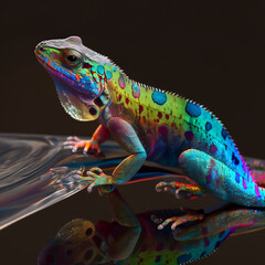 Fototapeta premium A multicolor lizard spectral that creates a stunning Abstract Wildlife Illustrations as a gift