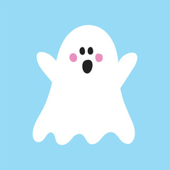 Funny Halloween ghost. Hand drawn characters Vector illustration
