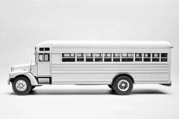 White school bus with blank side on white background