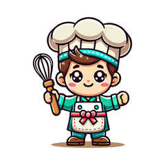 cute icon character little boy chef