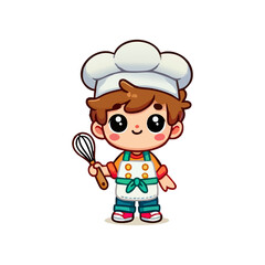 cute icon character little boy chef