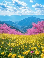 Fototapeta premium Springtime Mountain Bloom